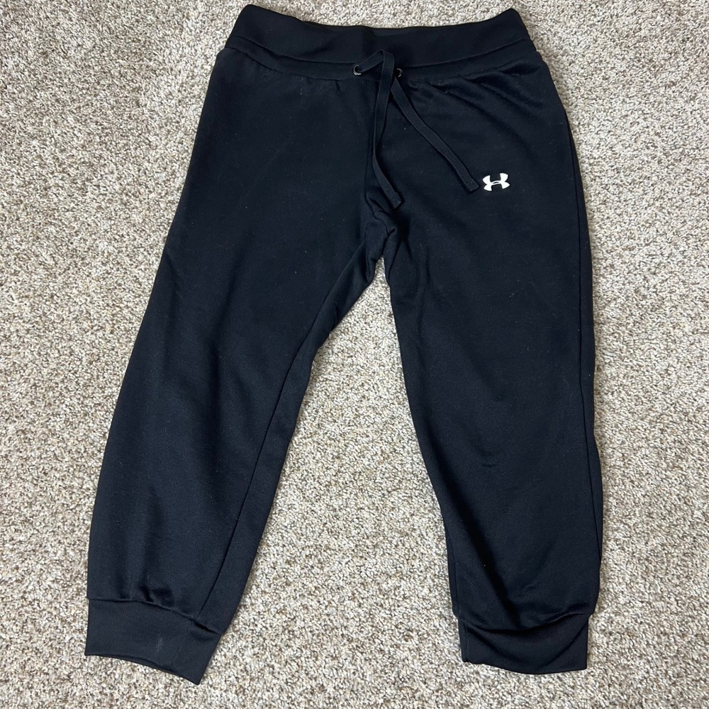 Under Armour Womens Black Jogger Sweatpants Drawstring Athletic Pants Small
